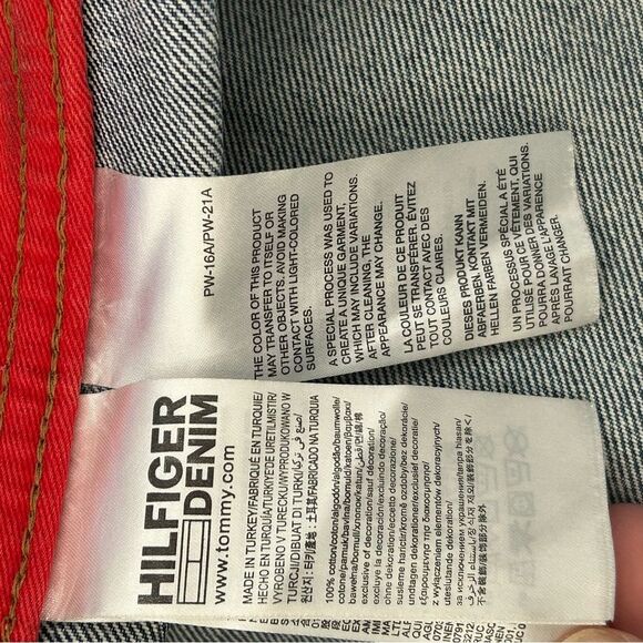 Vintage Tommy Hilfiger Blue Denim Jacket with Red and White Logo - Picture 9 of 16